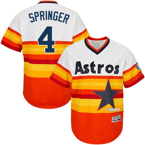 Astros #4 George Springer White/Orange Flexbase Authentic Collection Cooperstown Stitched MLB Jersey - Click Image to Close